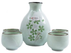 Set na sake světle zelený s kytičkami