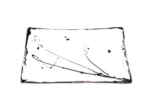 Tác Edako keramický, bílý s kaňkami 28 cm x 15,5 cm x 3 cm