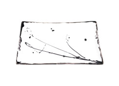 Tác Edako keramický, bílý s kaňkami 28 cm x 15,5 cm x 3 cm