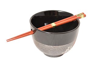 Miska šedočerná se znaky s hůlkami průměr 12,5 cm