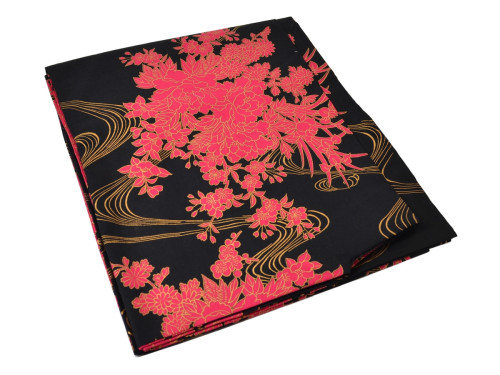 Yukata dámská černá s dekorem, velikost L