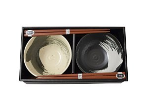 Set misek béžovočerný japonský