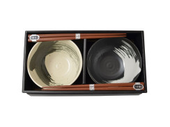 Set misek béžovočerný japonský