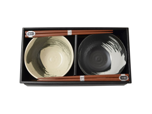 Set misek béžovočerný japonský