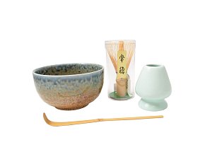 Matcha set žíhaný hnědý XL