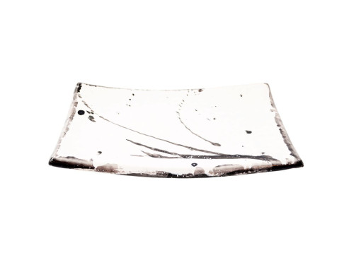 Tác Širomi keramický, bílý s dekorem 26 cm x 15 cm