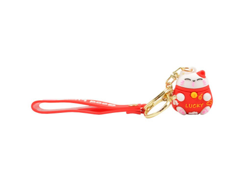 Lucky cat přívěšek na klíče - červená