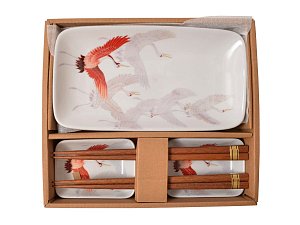 Set na servírování sushi motiv jeřáb