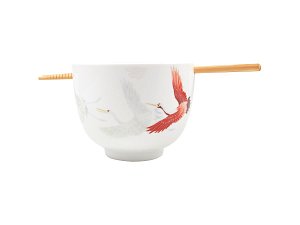 Miska jeřáb, set s hůlkami