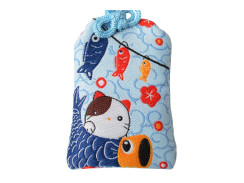 Omamori talisman štěstí, kočka na rybě