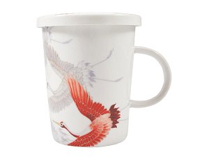 Hrnek na čaj s pokličkou, jeřáb