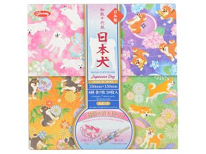 Papíry na origami pejsci, 15 x15 cm, 28 ks