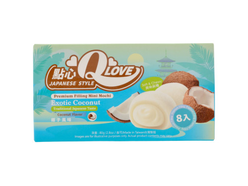 Qlove Exotic Coconut Mini Mochi, 80 g