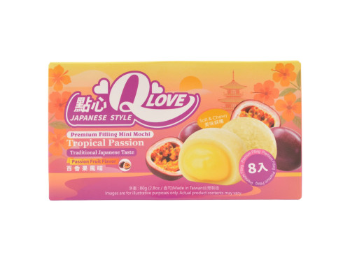 Qlove Passion Fruit Mini Mochi, 80 g