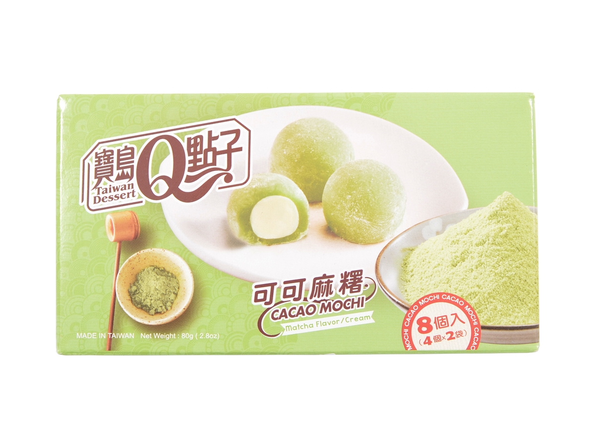 Q Brand Cacao Mochi Matcha / Cream, 80 g