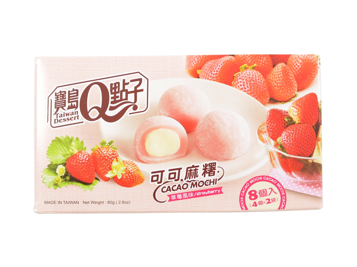 Q Brand Mochi Kakao / jahoda, 80 g