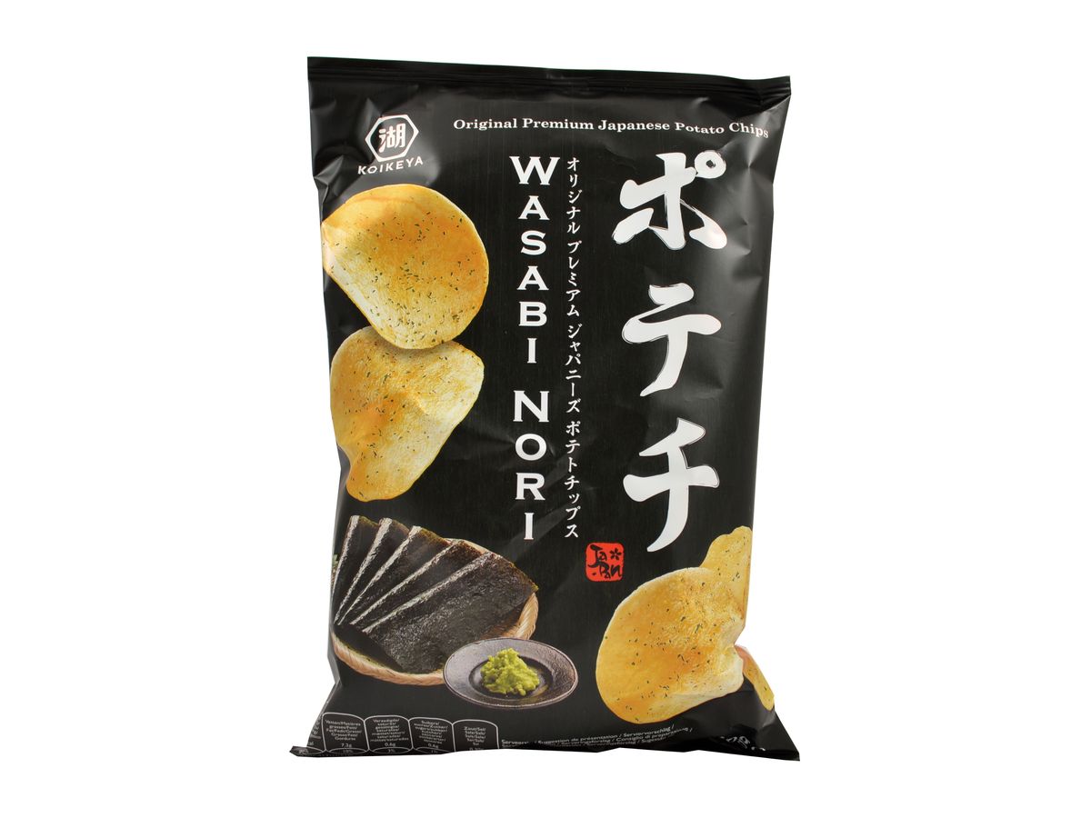 Koikeya Japonské chipsy s příchutí wasabi a nori 100 g
