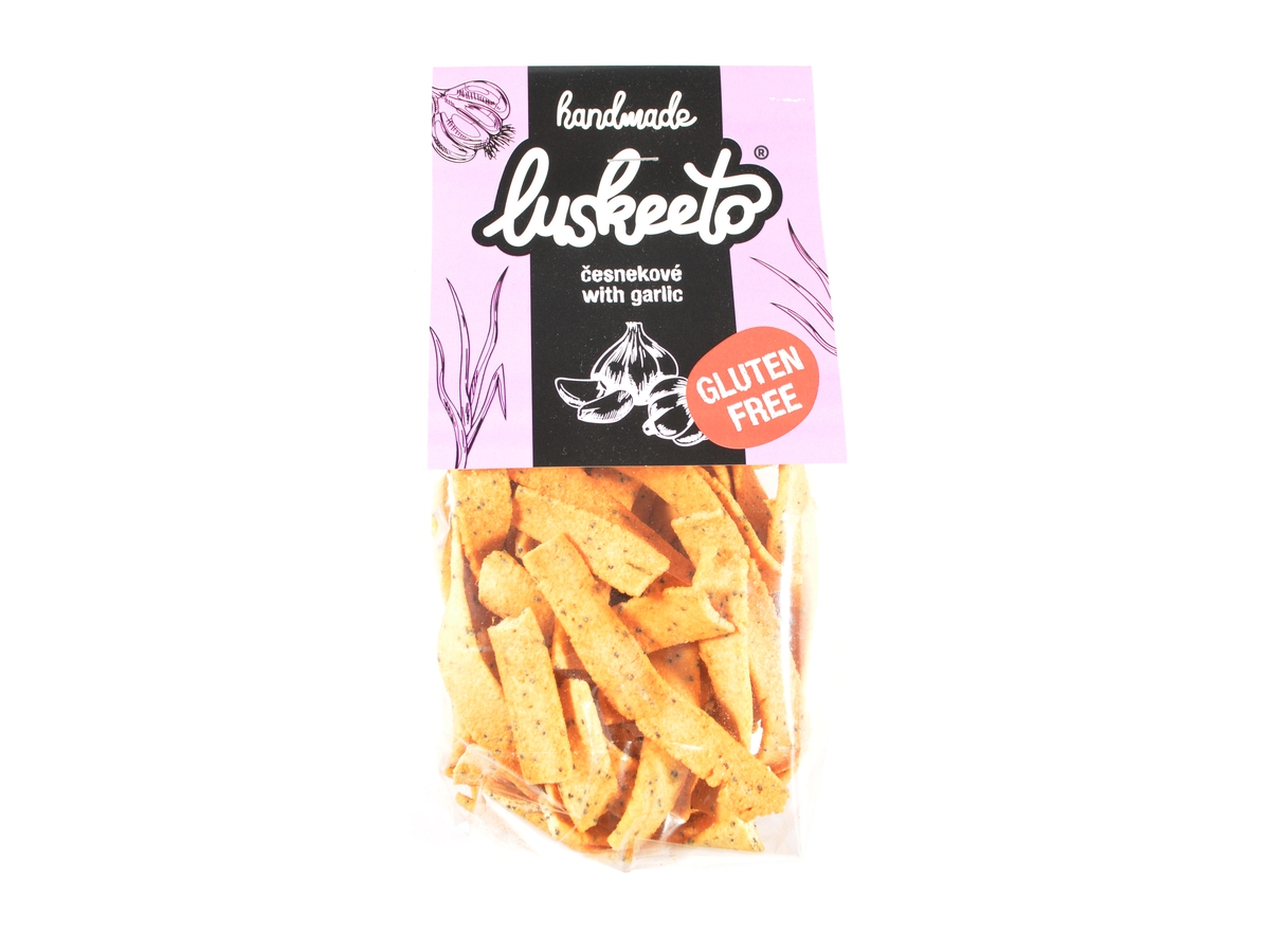 Luskeeto Luštěninové krekry česnekové, 70 g