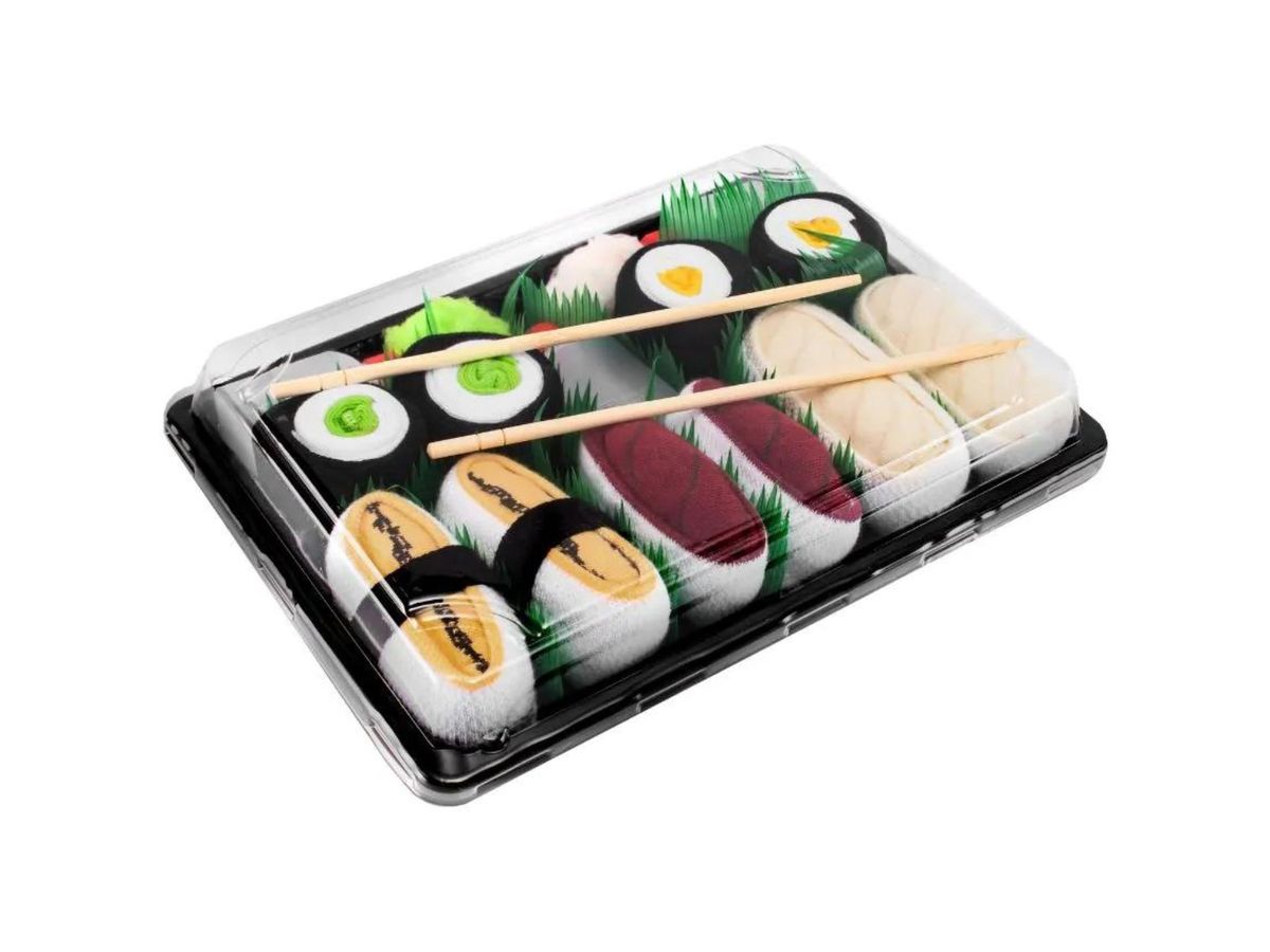 Rainbow Socks Set ponožek v sushi boxu, 5 párů, tamago, tuňák, butterfish, maki
