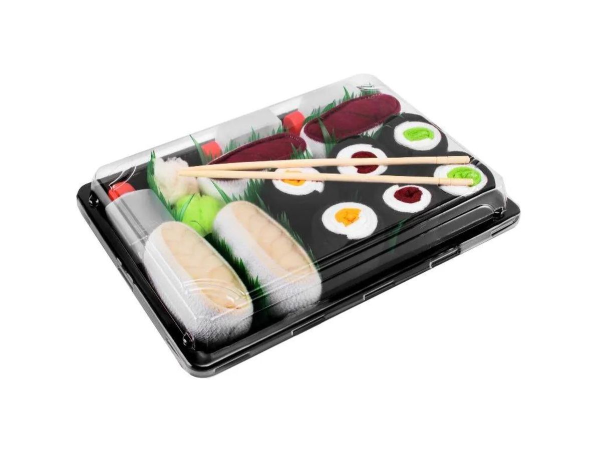 Rainbow Socks Set ponožek v sushi boxu, 5 párů, tuňák, butterfish, maki